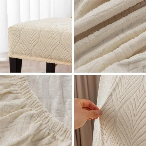 Vista 5 de Genina Fundas impermeables para banco de comedor, protector de asiento de banco de jacquard elástico, funda de banco rectangular para dormitorios
