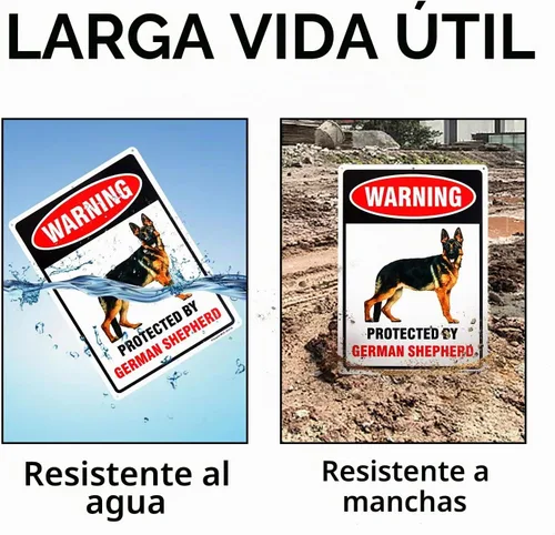 Vista 3 de Cartel de pastor alemán "Protected by German Shepherd", 14 x 10 pulgadas, aluminio libre de óxido 040, reflectante, con protección UV y resistente a