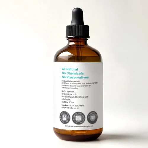 Vista 3 de Aceite de nuez Kukui hidratante antiencrespamiento para cabello y piel 100 puro prensado en frío Tratamiento de reparación del cabello