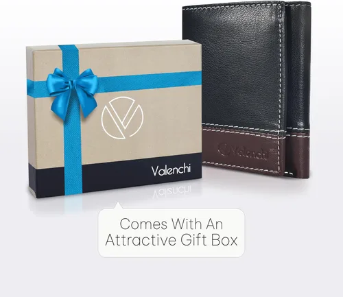 Vista 6 de Cartera de cuero genuino RFID bloqueo delgado Trifold para 6 tarjetas+1 ventana de identificación+2 compartimentos de anotaciones., cartera Rfid, S
