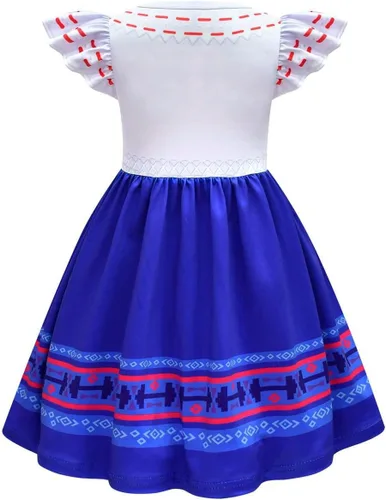 Vista 3 de Disfraz de Luisa para niñas, vestido de Luisa de manga corta con bolsa, trajes de cosplay de Halloween