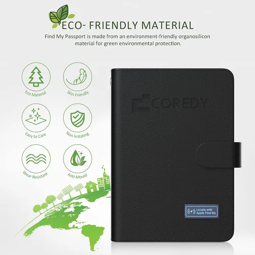 Vista 8 de Coredy Soporte para pasaporte con rastreador Bluetooth, funciona con Apple Find My (solo iOS), cubierta de pasaporte localizada, indicador de sonido