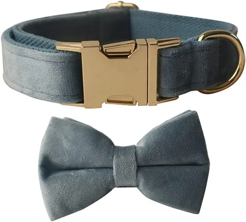 Vista 26 de Love Dream Collar de perro Bowtie de terciopelo, con hebilla de metal desmontable, suave, cómodo, ajustable, para perros pequeños, medianos