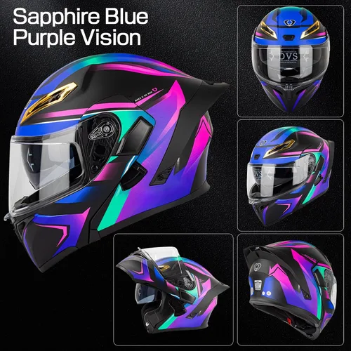 Vista 5 de Casco modular Bluetooth para motocicleta, certificado DOT, abatible, de cara completa, antivaho, doble máscara, casco de motocicleta de calle