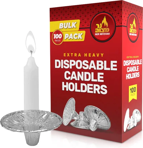Vista 5 de Ner Mitzvah Portavelas Plus – Más profundo que lo normal – Bobeches protector de aluminio resistente, insertos de revestimiento de vela protector