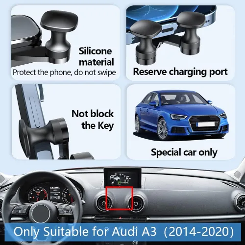 Vista 5 de Soporte para teléfono de coche para Audi A3 S3 RS3 2014 2015 2016 2017 2018 2019 2020 Auto Accesorios Decoración Interior Soporte de teléfono Para