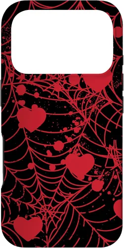 Vista 30 de Spiderweb Valentine's Day Hearts Gothic Goth Black Fairycore Case for iPhone 17