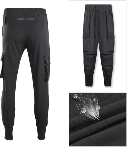 Vista 2 de Surenow Pantalones deportivos para correr para hombre, ligeros, delgados, de secado rápido, cónicos, de senderismo, pantalones deportivos