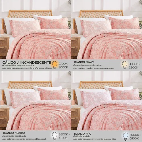 Vista 7 de Juego de edredón de gran tamaño King con 2 fundas de almohada, perfecto 13 - Paisley Coral Haze