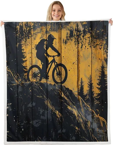 Vista 7 de Golf Fleece Blanket,Vintage Sports Game Golf Club Player Silhouette Bed Blanket for Adults Teens,Rustic Lake House Boating Beige Black Room