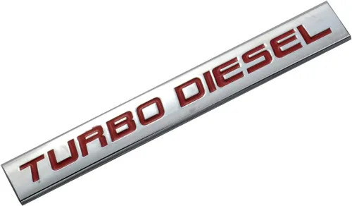 Vista 7 de Emblema metálico con acabado cromado Turbo Diesel (letra roja) (cromo negro) Emblema metálico con acabado cromado Turbo Diesel (letra roja)