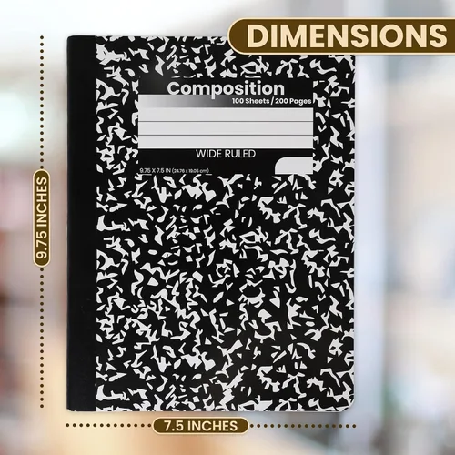 Vista 6 de Cuadernos de composición, diarios de escritura de papel con rayas anchas, libros de composición de cubierta de mármol, 100 hojas, cuadernos