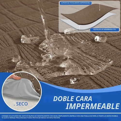 Vista 3 de MAXIJIN Funda impermeable para sillón de sala de estar, 1 pieza elástica con brazos, protector de muebles lavable para perros y mascotas (S, café)