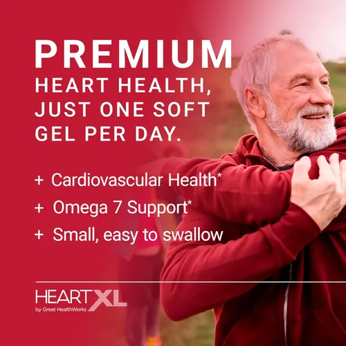 Vista 2 de HeartXL Omega-7 Blend Apoyo a la salud cardiovascular - Promueve el metabolismo saludable - Suplemento de salud cardíaca sin gluten - 30 geles suaves