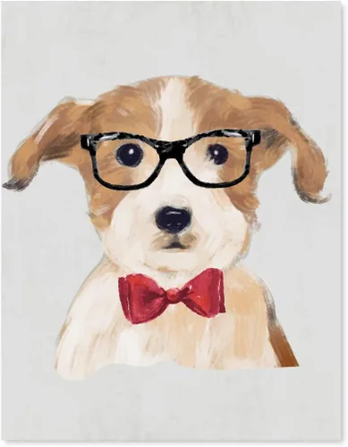 Vista 24 de Andaz Press Póster impreso para pared de perro, 8.5 x 11 pulgadas, Bulldog inglés con gafas negras, 1 paquete, regalo de cumpleaños de Navidad, sin