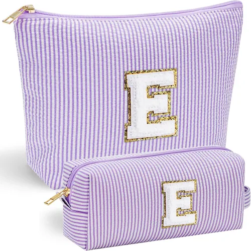 Vista 151 de YOOLIFE Regalos del Día de la Madre para Mujeres, Bolsa de Maquillaje con Iniciales, Bolsa de Maquillaje para Viaje, Bolsa de Maquillaje Negro