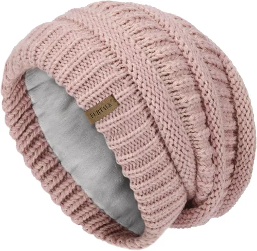 Vista 49 de FURTALK Gorros de invierno para mujer, con forro polar, gorro de punto holgado y cálido, gorro de esquí
