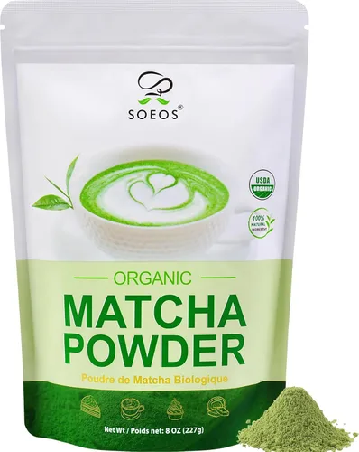 Vista 11 de Soeos Polvo de Matcha Orgánico, Polvo de Té Verde Matcha, 2 oz (57g), Matcha Japonés Rico en Antioxidantes para Lattes, Batidos y Hornear, Bolsas