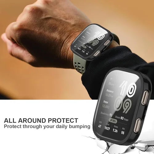 Vista 6 de Lamshaw IDW25 - Funda para reloj inteligente, cubierta protectora completa de TPU suave con protector de pantalla compatible con BOOOMIC Negro+Negro