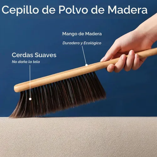 Vista 2 de 2 cepillos de polvo para escoba de mano, cepillos de banco de madera con cerdas suaves, cepillo para mostrador con mango de madera largo, cepillo