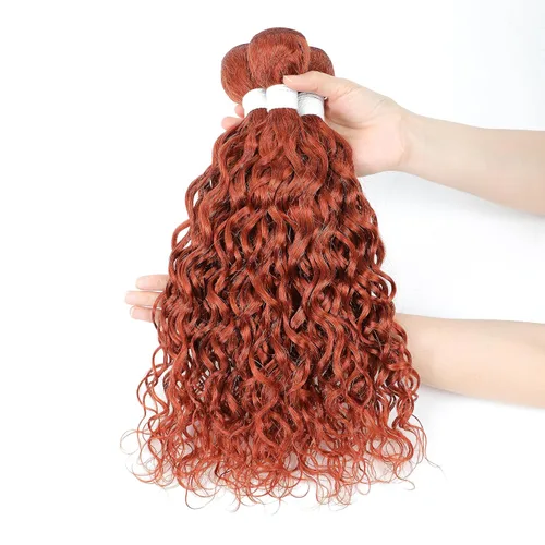 Vista 5 de Paquete de cabello humano ondulado #350, color naranja quemado, 10 pulgadas, doble trama rizado, 100% cabello humano brasileño, 1 paquete