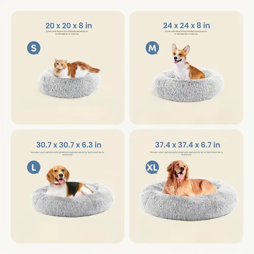 Vista 5 de DUMOS Cama para perro XL de 37.4 x 37.4 pulgadas para uso en interiores 2-Gris