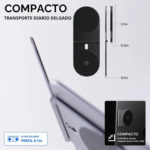 Vista 4 de Rolling Square Edge Pro Core - Soporte magnético para teléfono con base para computadoras y tabletas Placa de metal adhesiva segura o modo