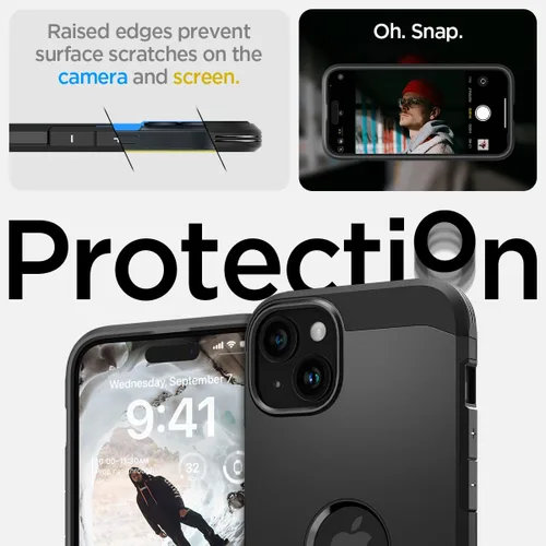 Vista 6 de Spigen Tough Armor MagFit Funda Diseñada para iPhone 15 (2023) [Soporte] [Protección de Grado Militar] Compatible con MagSafe - Negro
