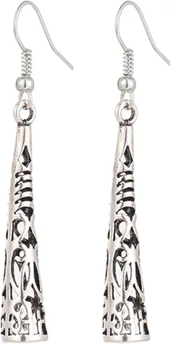 Vista 3 de Guoshang - Aretes colgantes estilo bohemio de plata vintage para mujer, diseño de tótem
