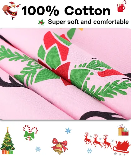 Vista 5 de DAUGHTER QUEEN Pijamas para niñas de 4 piezas, 100% algodón, talla 18 meses-12 años