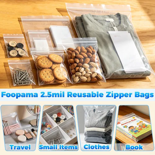 Vista 5 de 200 bolsas de plástico con cierre de polietileno con cierre de 2.5 mil de grosor de 1 x 1 pulgada de grosor Foopama Heavy Duty Mini Plastic Seal
