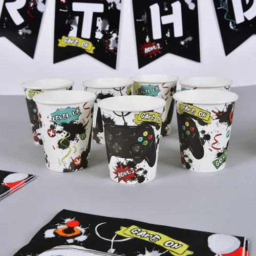 Vista 6 de WERNNSAI Decoraciones para fiestas de cumpleaños de videojuegos, 153 piezas, suministros de fiesta de videojuegos para niños, pancartas