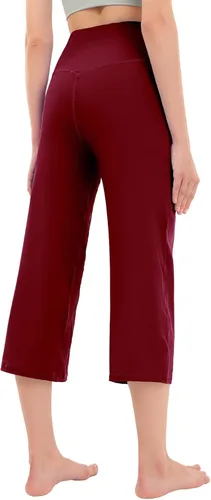 Vista 4 de Rosemmetti Pantalones capri de yoga para mujer, corte de bota, talla grande, cintura alta, pantalones de entrenamiento atlético, con bolsillos