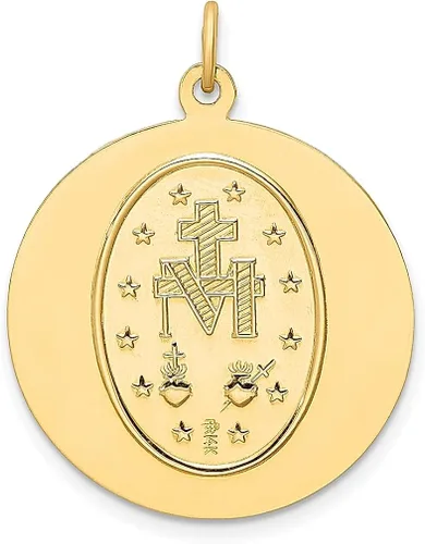 Vista 3 de Collar con dije de medalla milagrosa redonda de oro amarillo de 14 quilates joyería fina religiosa para mujeres regalos para ella Yellow Gold
