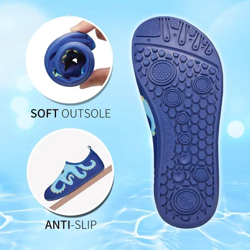Vista 3 de ATHMILE Zapatos de agua para niños y niñas, de secado rápido, calcetines acuáticos antideslizantes para playa, natación, piscina, deportes al aire