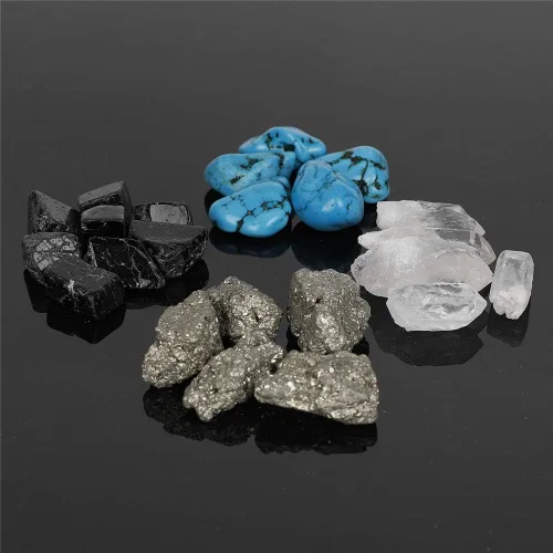 Vista 6 de Juego de 4 cajas de piedra preciosa natural, caja de exhibición irregular de cristal y minerales, Cristal