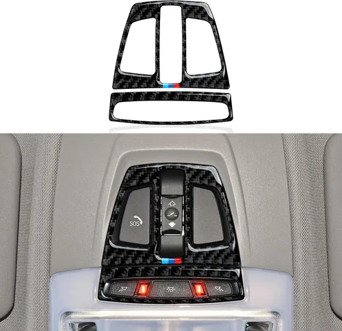 Vista 12 de Calcomanía de fibra de carbono para automóvil, compatible con BMW X5 X6 F15 F16 Accesorios interiores (negro)
