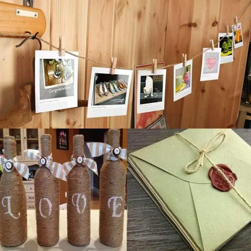 Vista 7 de COOLAKE Alfileres de madera de 1.38 pulgadas, paquete de 100 mini clips de papel fotográfico con cordel de yute de 100 pies para fotos, cuerdas