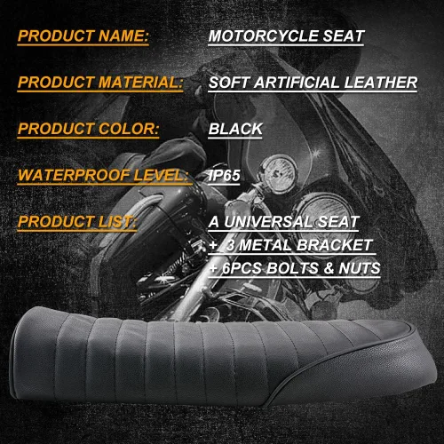 Vista 3 de KaTur - Sillín de asiento universal para motocicleta, estilo retro, color negro, para Honda, Negro