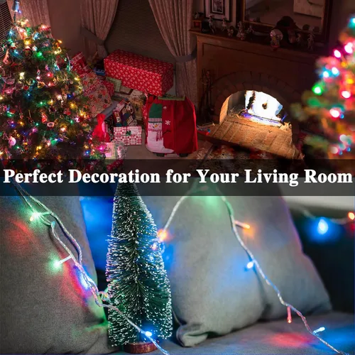 Vista 3 de Guirnalda de 240 luces LED multicolor de 88 pies para interiores y exteriores, luces conectables para árbol de Navidad, impermeables, 8 modos