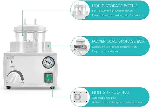Vista 2 de Máquina portátil de succión veterinaria de 1000ml para uso doméstico 110V