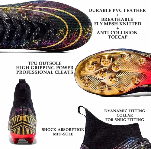 Vista 3 de Dennger Tacos de fútbol para hombre, zapatos de fútbol de alta calidad, zapatos de fútbol AG Spike, zapatillas de deporte cómodas para adultos