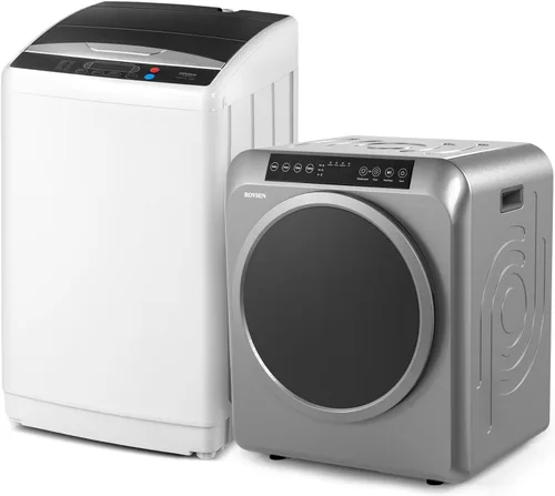 Vista 10 de ROVSUN Secadora de Ropa Portátil de 1.5 Pies Cúbicos y Lavadora Completamente Automática de 17.6 Libras, Juego Combinado de Lavadora y Secadora