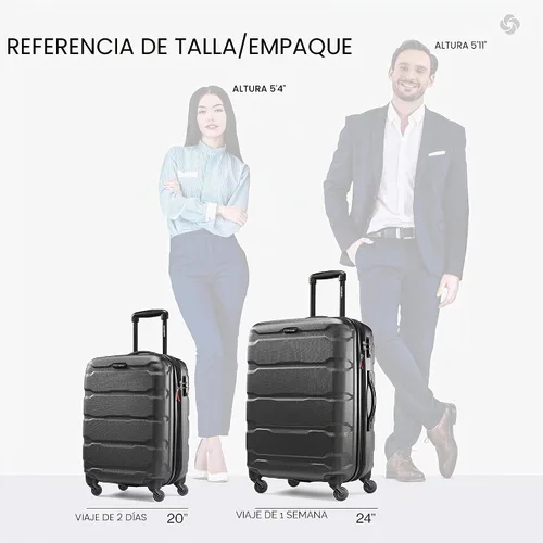 Vista 2 de Samsonite Omni - Maleta rígida expandible con ruedas giratorias, Negro, Juego de 2 piezas (20/24)