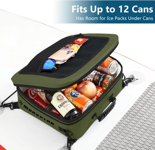 Vista 6 de MORXPLOR Bolsa térmica impermeable de PVC para paddleboard, 12 latas, enfriador aislado suave para paddleboard, camping, kayak