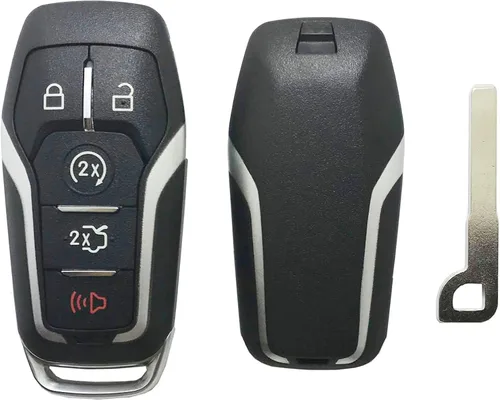 Vista 5 de Funda para llave inteligente Fit para Ford Fusion Mustang Explorer Edge con 5 botones, llave remota sin llave, cubierta de llave inteligente