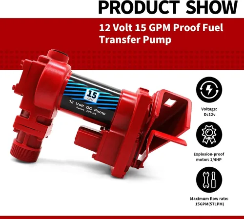 Vista 2 de Bomba de transferencia de combustible a prueba de explosiones de 12 voltios y 15 GPM (paquete A) Fuel Transfer Pump Compatible with Gasoline