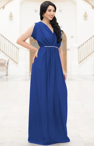 Vista 4 de KOH KOH - Vestido largo para mujer con cuello en V, para maternidad, dama de honor, estilo dolmán