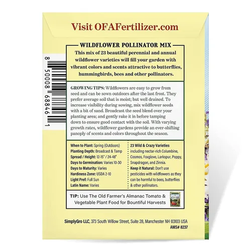 Vista 3 de The Old Farmer's Almanac Semillas de Flores Silvestres Premium Mezcla de Polinizadores de 23 Variedades - Sin OGM, Polinización Abierta - Columbine