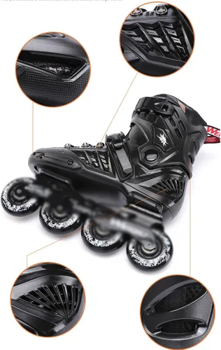 Vista 8 de Patines en línea para adultos, zapatos de patinaje de velocidad para mujeres y hombres, para deportes al aire libre, recreación de fitness, patines